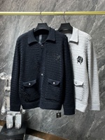Cardigan tricoté vintage vieilli à fermeture éclair, motif lettres sanskrites, série de pulls d'hiver CH pour le commerce transfrontalier