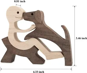 Wooden Pet Carvings Home Decor Figurines Home Decor Dog Lover Wooden Creative Crafts Gifts