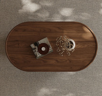 Table basse ovale de style antique, design créatif minimaliste, table centrale en bois pour la maison, table de salon avec rangement, table à thé