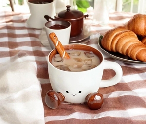 Personalizzato cartone animato acqua tazze di ceramica tazza di caffè con simpatico 3D piedi faccina sorridente per la casa e l'ufficio - Product Image 3