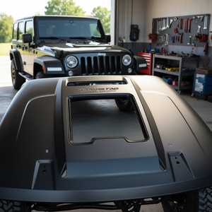 Capot en fibre de verre Skull Racing ventilé et résistant à la chaleur pour Jeep Wrangler JK JKU 2007-2018, noir, fixation par boulons, amélioration - Product Image 2