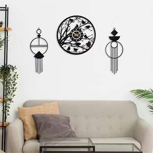 <span class=keywords><strong>Horloge</strong></span> murale créative en métal, oiseau noir silencieux, grande <span class=keywords><strong>horloge</strong></span>, art mural en métal - Product Image 2