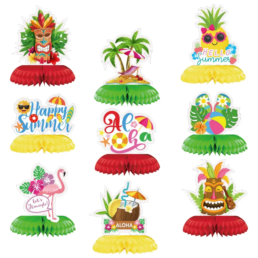 Nicro Hawaii – papier de Table à thème Aloha d'été, centres de Table en nid d'abeille, décoration d'anniversaire pour enfants, décor de fête prénatale