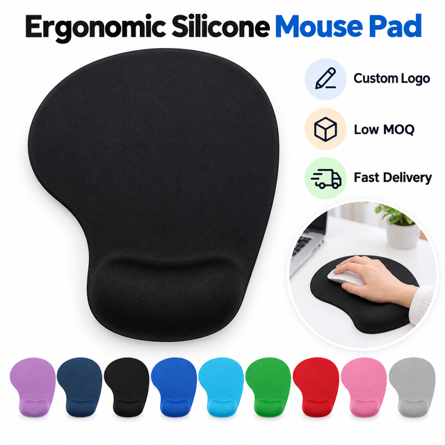 Custom Logo Ergonomic Silicone Mouse Pad Wrist Rest Support 9 Colors Office Study Wholesale Low MOQ OEM