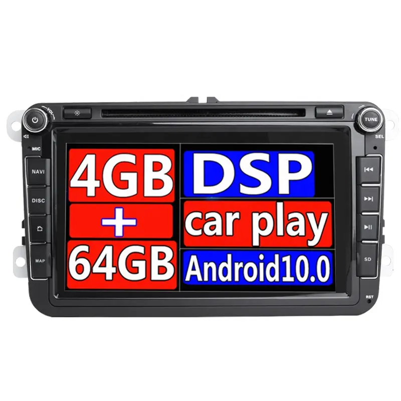 2Din untuk VW/Volkswagen/Golf/Polo/Tiguan/Passat/B7/B6/Leon/Skoda/Octavia CarRadio Android GPS CarMultimedia + Dvd + Audio + Player Dspbt