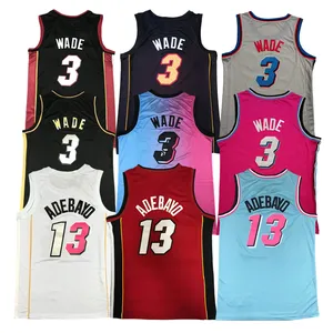 2023 High Quality Heat Mesh Quick Dry Wade 3 ADEBAYO 13 Embroidery Stitch Red Pink Nbaing Men Uniform Basketball Jerseys