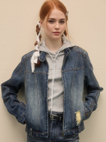 Nouvelle mode col montant Vintage Denim lavé Do vieux matelassé poignets Zip Design Street Bomber veste femmes veste courte