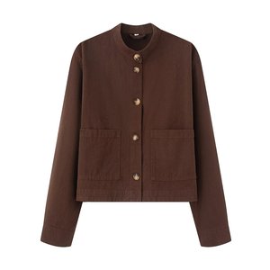 สินค้ามาใหม่ประจำฤดูใบไม้ร่วง เสื้อผ้าสตรีแนวสตรีทแฟชั่น คอตั้ง ผ้าเดนิม - Product Image 4