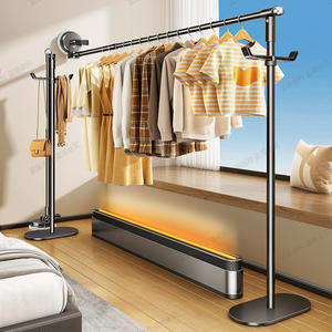 ราวตากผ้าแบบยืดหดได้ติดตั้งบนพื้นพร้อมถ้วยดูดสุญญากาศสำหรับระเบียง ดีไซน์มินิมอลสำหรับใช้ภายในและภายนอกอาคาร - Product Image 4