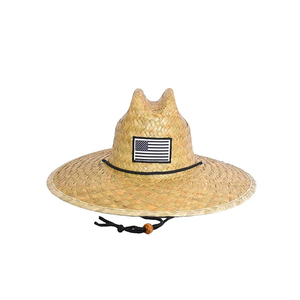 Chapeaux de paille personnalisés avec logo pour le surf, la pêche, la plage, protection solaire estivale, à large bord, style sauveteur, en paille naturelle - Product Image 3