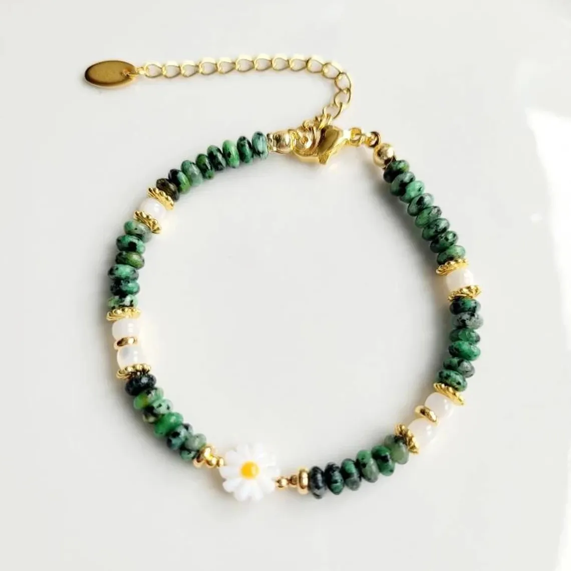 Beliebte afrikanische Türkis Naturstein Armband Mode Gänseblümchen böhmischen Chic Geschenk für Sie