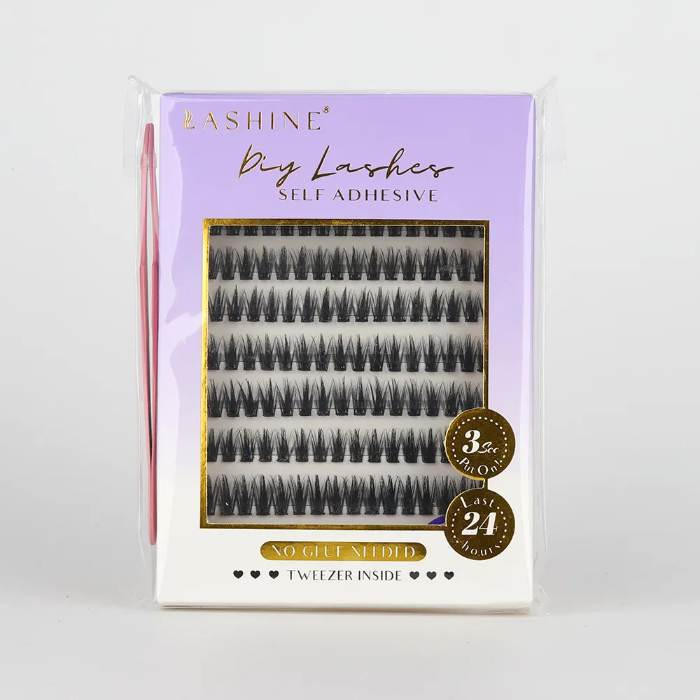 SP EYELASH Self Adhesive Diy cluster lashes Pre Cut Easy Eyelashes At Home Pre-Bond Technology Superfine Band Lashes cluster