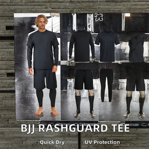T-shirt Rashguard de Compression à Manches Longues Anti-UV pour Entraînement BJJ Jiu Jitsu en Polyester Coupe Ajustée pour Homme – Fabrication Personnalisée - Product Image 1
