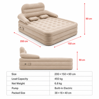 Matelas Gonflable OEM avec Pompe Intégrée Automatique, Double Hauteur, PVC Floqué, Capacité 450kg, pour Camping, Maison, Lit d'Invité
