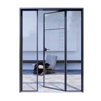 Puerta de Aluminio con Vidrio Templado de Seguridad, Insonorizada, con Rejilla Cuadrada Francesa, para Proyectos Comerciales, OEM ODM