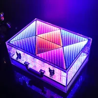 Présentoir lumineux LED 7 couleurs avec miroir, format 30 tasses, pour utilisation intérieure/extérieure, avec CMS piloté par l'IA et contrôle de puissance à distance, facile à utiliser