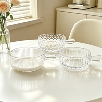 Bol en verre à poignée unique, compatible micro-ondes, design nordique, pour nouilles instantanées, salades de fruits, desserts, yaourts, esthétique raffinée, créatif