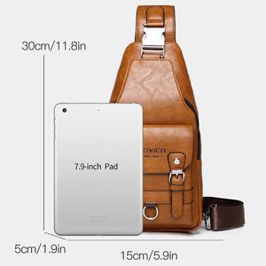 New Fashion Herren Minimalist Vintage Schulter tasche Reiß verschluss-Faltbare PU-Leder Umhängetasche Brusttasche für den Pendel verkehr oder Geschenk für Männer - Product Image 2