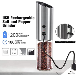 Molinos de Especias de Acero Inoxidable, Recargables Tipo-C, Automáticos por Gravedad, Molinillo Eléctrico de Sal y Pimienta con Luz LED - Product Image 2