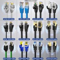 Câble Ethernet RJ45 multi-types Xput, CAT5E CAT6 CAT6A CAT7 CAT8 UTP SFTP, plat, fin, tressé, pour routeur, PC, modem