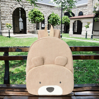 Sac à dos en velours côtelé grande capacité et léger, motif ours mignon, sac de voyage tendance pour écoliers, en polyester