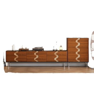 Living Room Set Solid Wood TV Cabinet Boxwood Color Durable Furniture For Home Apartment - Product Image 5