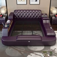 Lit intelligent réglable de luxe avec système audio/TV/massage, lit multifonctionnel avec rangement pour chambre principale