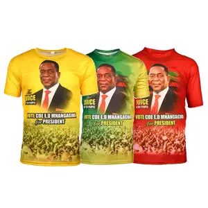 Camiseta blanca promocional barata del Presidente de África de fábrica, 120 gsm, publicidad lisa, camiseta de campaña de poliéster