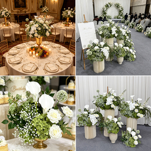 Arrangement floral en soie artificielle, hortensias verts, lys blancs, décoration de toile de fond pour mariage, rentrée scolaire, réutilisable - Product Image 2