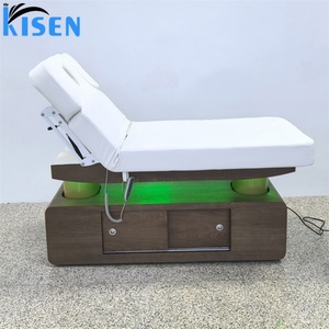 Kisen Professional Salon 4 Motors Electric Beauty <b>Bed</b> With <b>LED</b> Lamp Adjustable Leg Back Lift Function Optional Latex Foam - Product Image 3