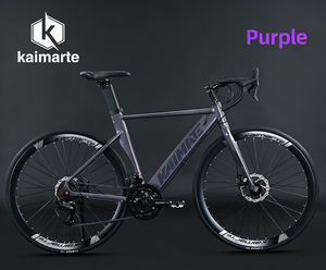 Vélo de route en alliage d'aluminium 700C à 14 vitesses avec fourche en acier au carbone et frein à disque double - Style course urbaine - Product Image 2