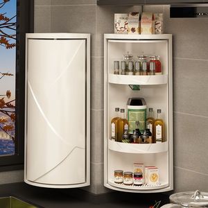 Wall Mounted Corner <b>Spice</b> <b>Rack</b> <b>Rotating</b> Multi Functional Condiment Organizer Kitchen Storage Cabinet - Product Image 1