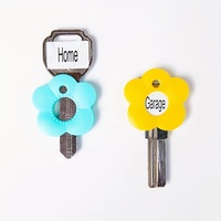 Juego de cubiertas para llaves con diseño de flores multicolor, etiquetas para llaves, protectores de llaves duraderos con código de colores, organizadores de llaves para el hogar y la oficina