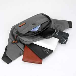 Men's Chest Bag Oxford Cloth Water Resistant Gray Black Military Green Dark Blue Outdoor Sports Cycling Crossbody Waist Bag - Product Image 4