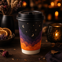 Gobelet en papier double paroi Halloween Chapeau de sorcière Kraft isolé résistant à la chaleur jetable pour boissons chaudes à emporter 12oz Service alimentaire