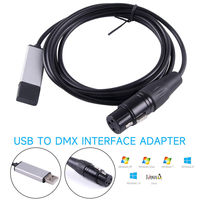 Adaptador de Interfaz USB a DMX RS485 Convertidor Serial 3PIN XLR LED DMX512 Software PC a Control de Iluminación de Escenario Cable Atenuador