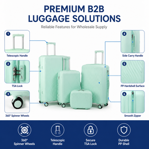 <span class=keywords><strong>Valise</strong></span> rigide en PP vert menthe, ensemble de 3 pièces, serrure à combinaison, coque géométrique, OEM, rangement imbriqué, voyage, vente au détail - Product Image 3