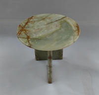 Meuble de salon moderne haut de gamme, Table d'appoint centrale en pierre d'onyx vert clair, Table basse ronde de luxe en marbre d'onyx