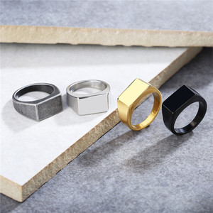 Anel Masculino <span class=keywords><strong>Punk</strong></span> Retrô da Fábrica Zhongzhe, Tamanhos 4-15, Anéis de Sinete Góticos Geométricos de Aço Inoxidável Personalizados com Gravação para Homens - Product Image 2