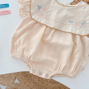 Mono con volantes de Boutique para niñas pequeñas, traje retro personalizado de manga corta con bordado rosa para verano - Product Image 5