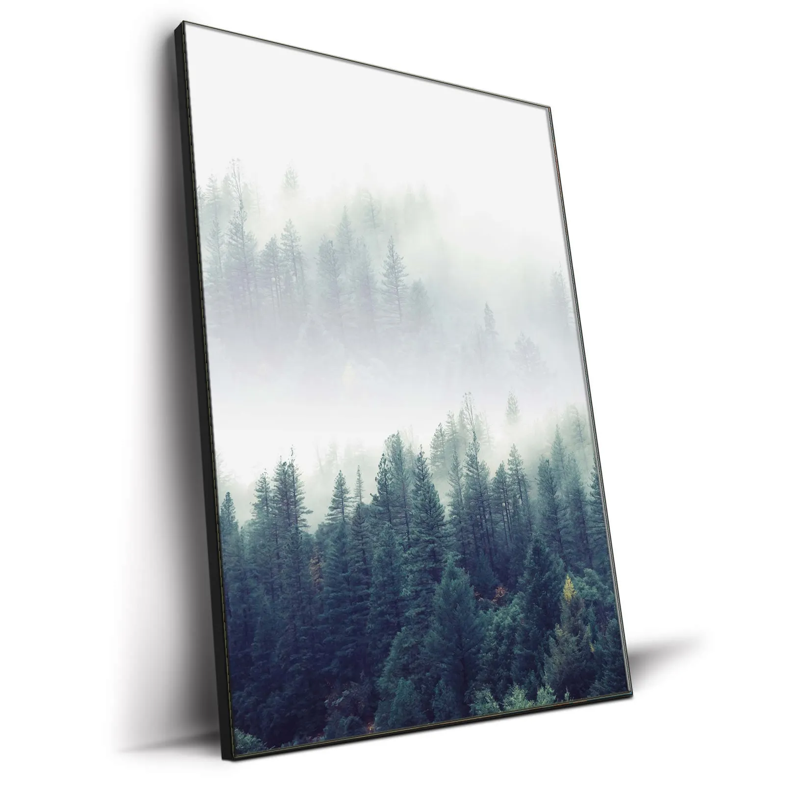 Peinture murale de Photo paysage de montagne, tableau de bord, brouillard de forêt, impression haute brillance, toile d'art