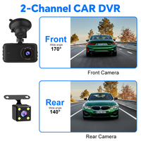 Caméra de tableau de bord à double objectif 3 pouces 1080P HD DVR pour voiture 170° °   Caméra de recul grand angle avec capteur G et enregistrement en boucle pour véhicules