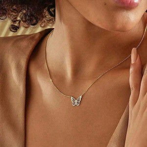 새로운 스테인리스 스틸 금도금 나비 목걸이 심플 패션 여성 트렌디 나비 목걸이 - Product Image 4