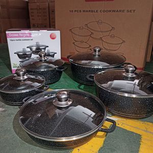 Ensemble de 10 casseroles antiadhésives, résistantes au four et au lave-vaisselle, avec couvercles en verre, en aluminium, pour tous types de cuisinières - Product Image 2
