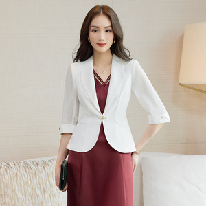 Women's Two Piece Suit Set Solid Color Satin Blazer And Dress Elegant Workwear For Office Wear - Product Image 4
