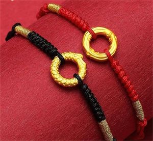 Xinfly Rope Woven 24K Gold Charm Fine Jewelry <b>Men</b> Women Engagement Wedding Bracelets - Product Image 2