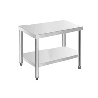 Table de travail de cuisine en acier inoxydable résistant à la corrosion, à deux niveaux, robuste, pour hôtel, restaurant, boulangerie