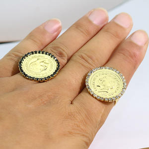 RM1631 18k Vergoldeter CZ Micro Pave Vintage Freirich Britischer König George VI Münz-Motiv Ring - Product Image 3