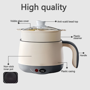 Marmite électrique multifonctionnelle pour dortoir, capacité de 1,8 L, ensemble de marmites avec cuiseur vapeur, revêtement antiadhésif, légère, pour usage domestique - Product Image 3