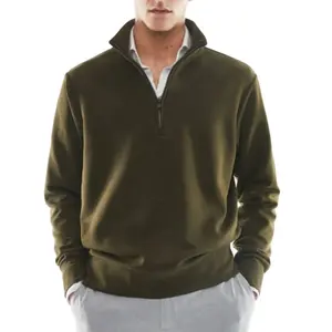 Mannen Groothandel Custom Fleece Hoge Kraag 1/4 Kwart Sweatshirts Unisex Coltrui Rits
